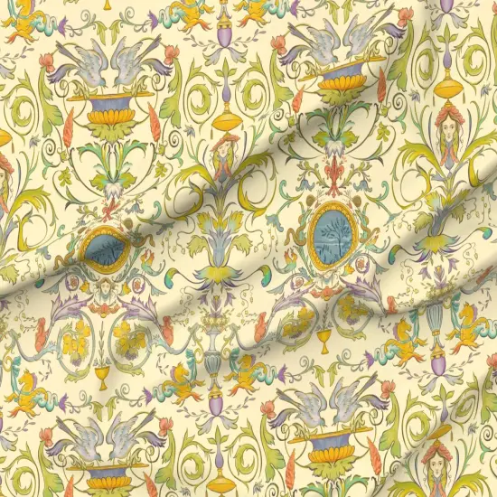Various Fabrics by the Yard or Fat Quarter Multicolor Baroque Renaissance Floral Fresco Botanical Birds Victorian Large Scale Water Color Horses. Italian Custom Printed Fabric by Spoonflower {6}