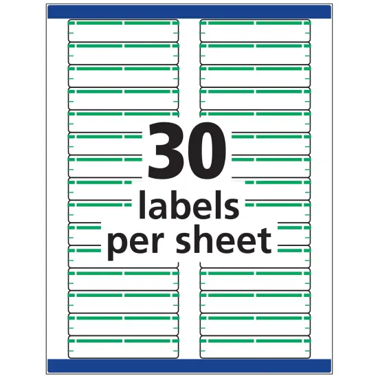 Avery TrueBlock File Folder Labels, Sure Feed Technology, Permanent Adhesive, Green, 2/3" x 3-7/16", 1,500 Labels (5866) {5}