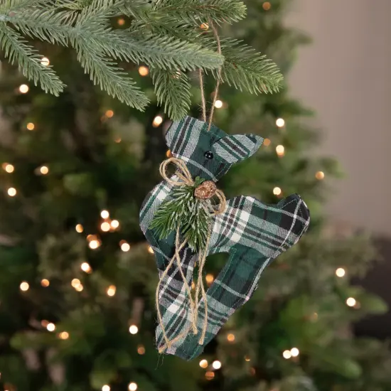 Northlight Plaid Deer with Pine Christmas Ornament - 7.75" - Green {3}