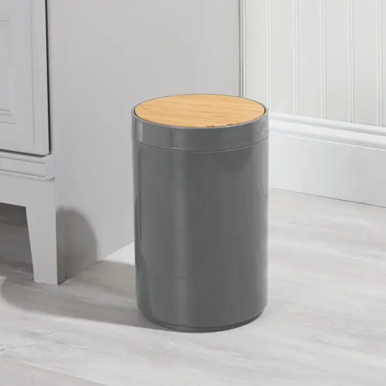 mDesign Plastic Round Trash Can Small with Swing-Close Lid {2}