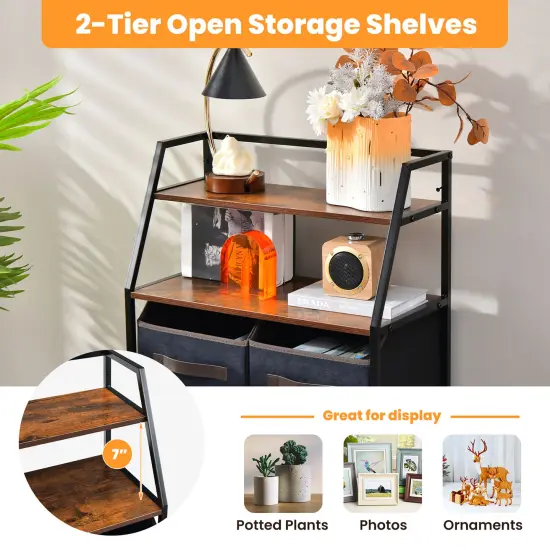 Costway 4-Drawer Dresser Organizer Closet Storage Cabinet withShelves & Foldable Drawers {6}