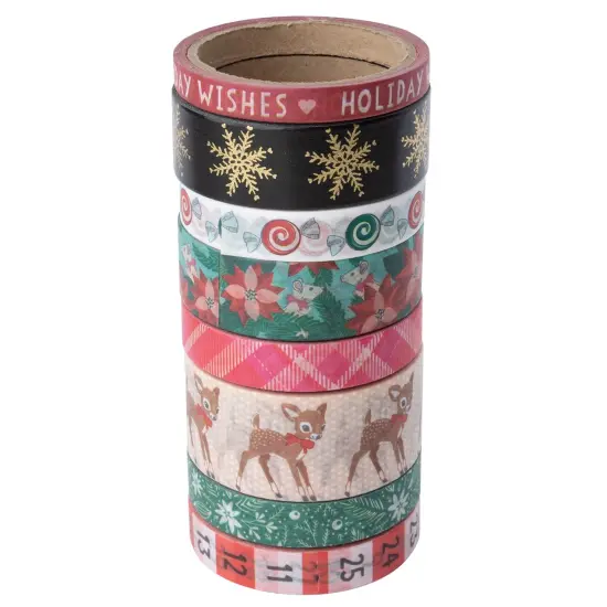 Vicki Boutin Peppermint Kisses Washi Tape 8/Pkg-W/Gold Foil Accents {2}