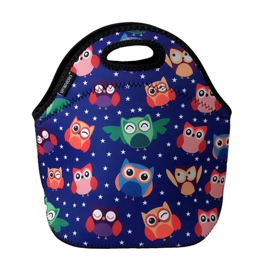 Wrapables Insulated Neoprene Lunch Bag Rainbow Owls {2}