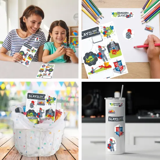 Big Dot of Happiness Calling All Knights and Dragons - Medieval Party or Birthday Party Favor Sticker Set - 12 Sheets - 120 Stickers {6}