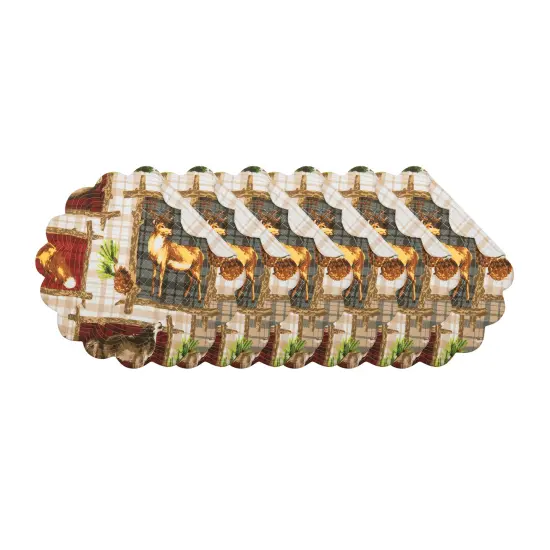 Bryson Retreat Round Woven Reversible Rustic Lodge Placemats, Set of 6, 17" {3}