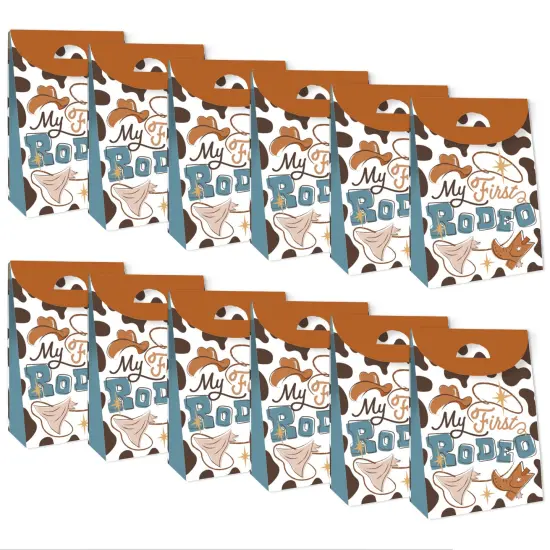 Big Dot of Happiness My First Rodeo - Little Cowboy 1st Birthday Gift Favor Bags - Party Goodie Boxes - Set of 12 {5}