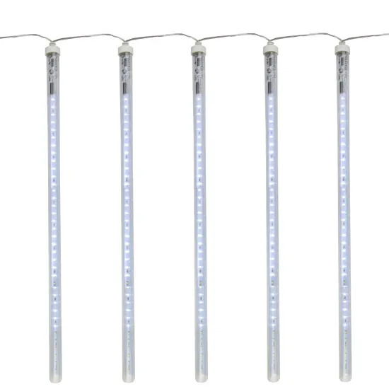 Northlight LED Dripping Icicle Christmas Light Tubes - White - 13.25' Clear Wire - 5ct {3}