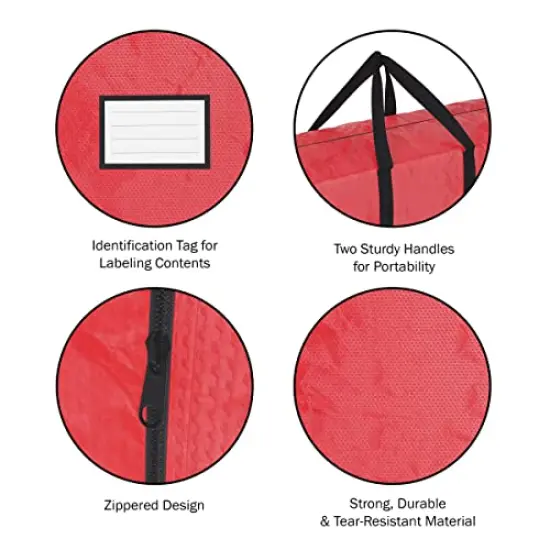 Christmas Tree Storage Bag, Fits up to 9 Foot Artificial Tree, Protects Holiday Decorations from Moisture & Damage by Elf Stor (Red) {5}