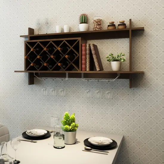 Wall Mount Wine Rack with Glass Holder & Storage Shelf {2}