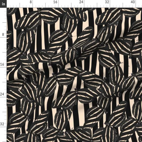 Various Fabrics by the Yard or Fat Quarter Striped Butterfly Zebra Maximalist Whimsical Scattered Custom Printed Fabric by Spoonflower {1}