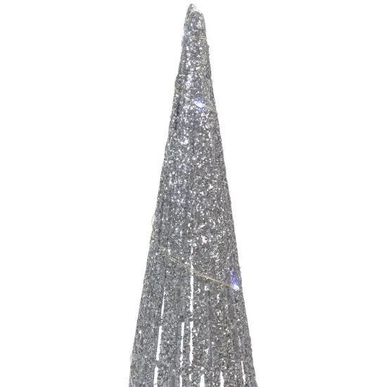 Northlight LED Lighted Glittered Outdoor Christmas Cone Tree - 23.5" - Silver - Set of 3 {6}