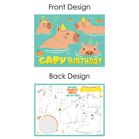 Big Dot of Happiness Capy Birthday - Paper Capybara Party Coloring Sheets - Activity Placemats - Set of 16 {7}