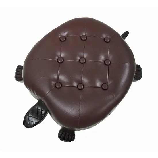 Elegant Walnut Finish Turtle Ottoman Foot Stool {5}
