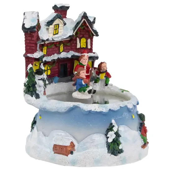 Northlight Animated and Musical Village Ice Skating Pond Christmas Scene - 5.25" Red {3}