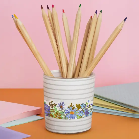 Wrapables Landscape Floral Metallic Gold Foil Washi Tape, 30mm x 3M Petite Blue {4}