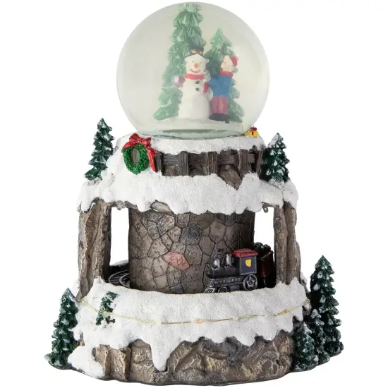 Northlight LED Lighted Animated and Musical Christmas Snowman and Train Snow Globe - 9.25" White {1}