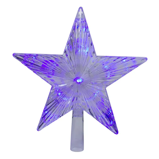 Hofert 9.5" Lighted Color Changing 5 Point Star Tree Topper - White and Blue LED Lights Clear {1}