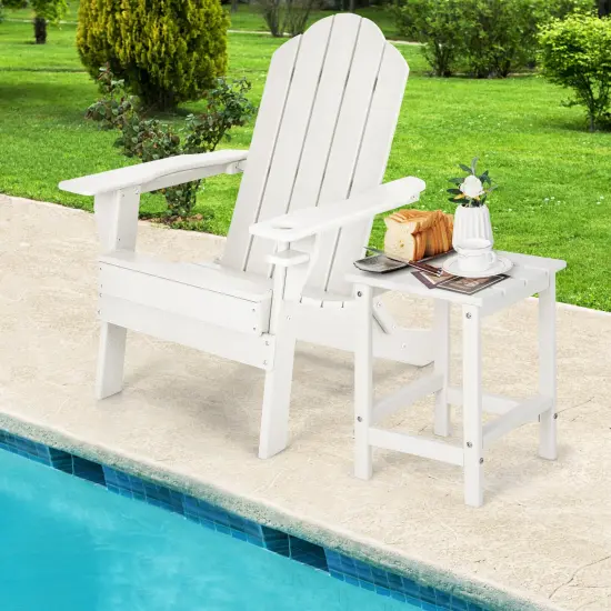 14 Inch Square Weather-Resistant Adirondack Side Table White {6}