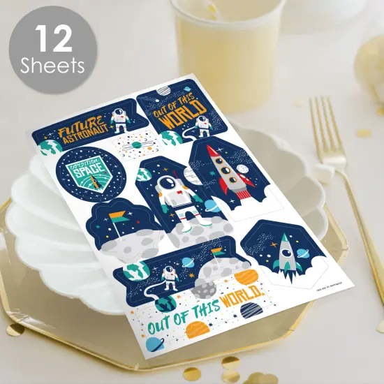 Big Dot of Happiness Blast Off to Outer Space - Rocket Ship Baby Shower or Birthday Party Favor Sticker Set - 12 Sheets - 120 Stickers {3}