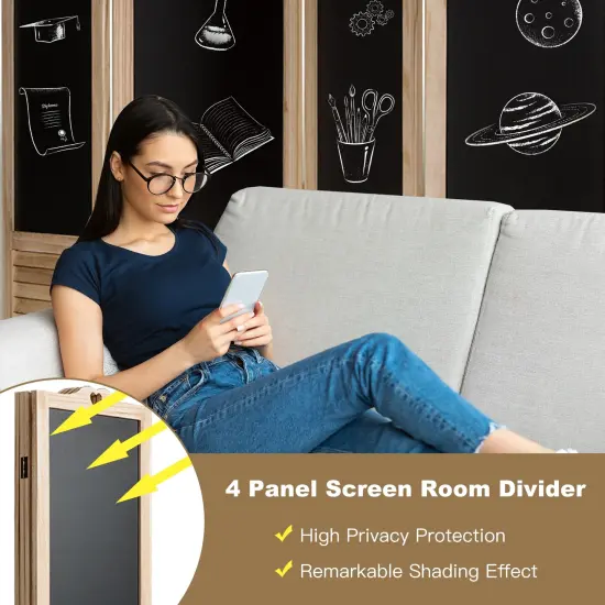 4-Panel Folding Privacy Room Divider Screen with Chalkboard {3}