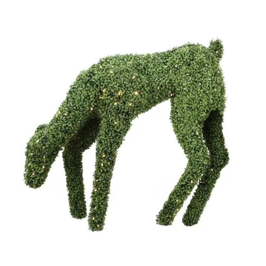 Northlight Lighted Boxwood Feeding Reindeer Outdoor Christmas Decoration - 42" - Warm White LED Green {1}