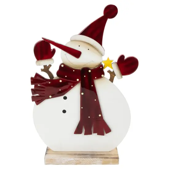 Northlight Glossy Snowman in Red Scarf and Mittens Christmas Decoration - 12" White {1}
