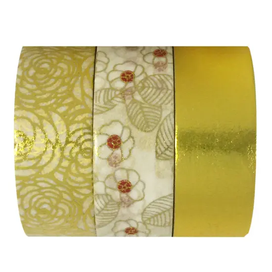 Wrapables Washi Masking Tape (Set of 3) Gold Bloom {1}