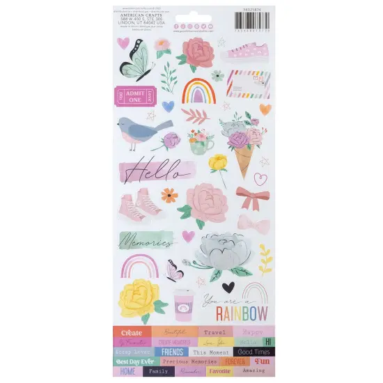 American Crafts Cardstock Stickers 6"X12" 100/Pkg-Rainbow Avenue {3}