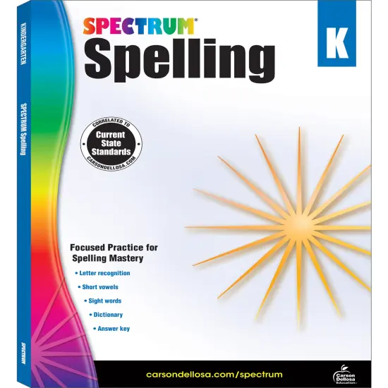 Spectrum Spelling Kindergarten Workbooks, Sight Words, Dictionary Skills, Vowels, Alphabet Letter Recognition, Vocabulary, Grammar, and More Phonics, Language Arts Classroom or Homeschool Curriculum {1}
