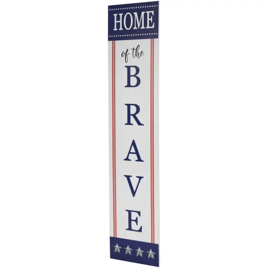 Northlight Patriotic "Home of the Brave" Wooden Porch Board Sign Decoration - 36" White {6}