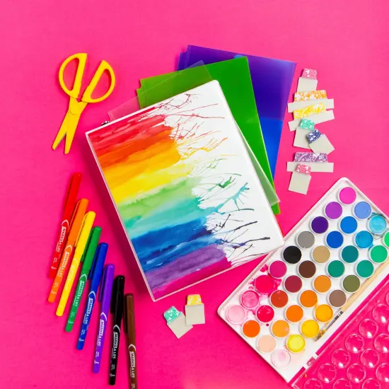 Avery + Amy Tangerine Designer Collection Mini Binder, 5-1/2" x 8-1/2", 1" Round Rings, 175-Sheet Capacity, Watercolor Rainbow, 1 Mini 3-Ring Binder (18713) {5}