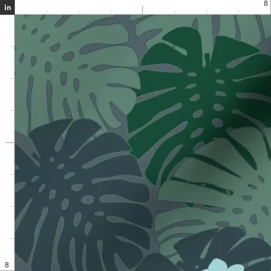 Various Fabrics by the Yard or Fat Quarter Green Beach Tropical Hawaii Moody Rainforest Cool Tone Jungle Plants Botanical Floral Leaves Large Scale Custom Printed Fabric by Spoonflower {4}