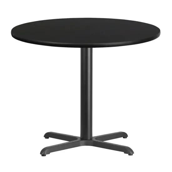 Emma and Oliver 36" Round Laminate Table Top with 30"x30" Table Height Base Black {1}