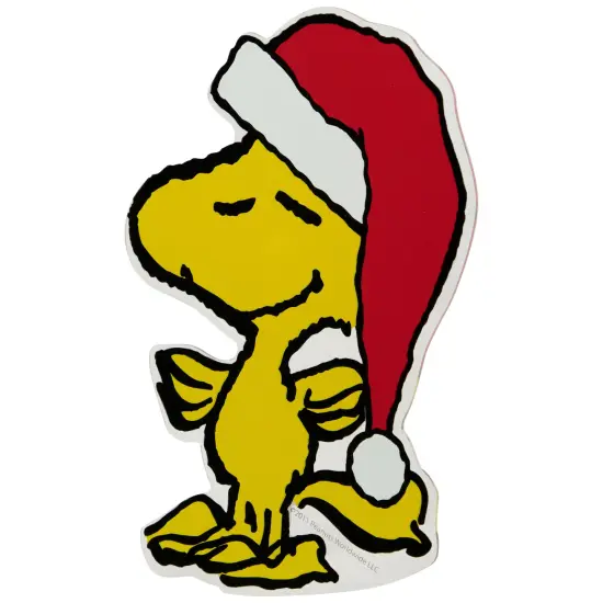 Northlight Peanuts Woodstock in Santa Hat Christmas Window Cling Decoration - 7" Yellow {7}