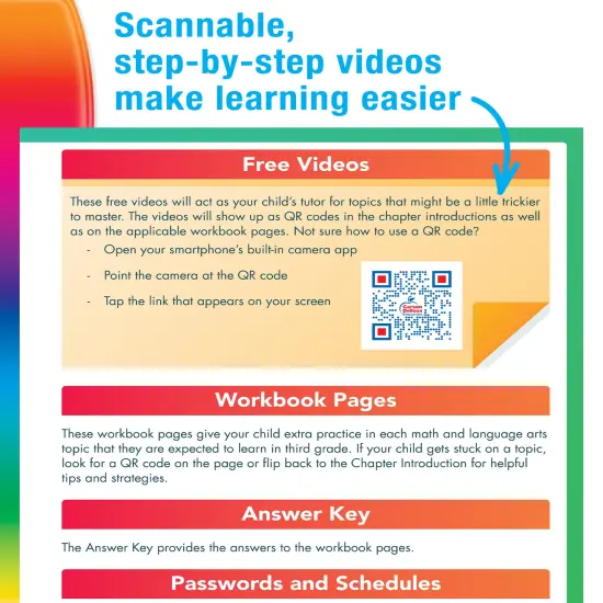 Spectrum Complete Learning + Videos 3rd Grade Workbooks, Language Arts, Reading Comprehension, Writing, and Math Book for Kids Ages 8-9 With Video Tutorials {4}