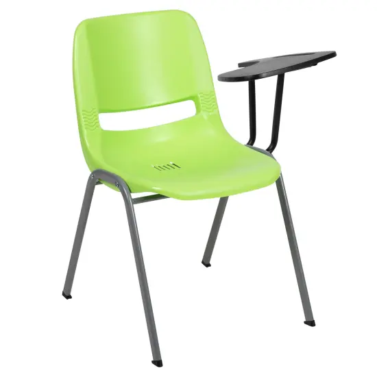 Emma and Oliver Ergonomic Shell Chair with Left Handed Flip-Up Tablet - Tablet Arm Desk Green {2}