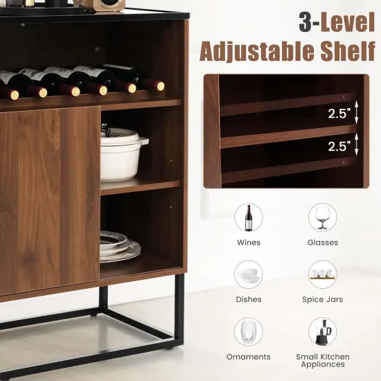Costway Wine Storage Cabinet Buffet Sideboard with Adjustable Shelf & Sliding Door Kitchen {6}