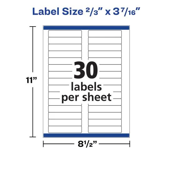 Avery File Folder Labels with TrueBlock Technology, Permanent Adhesive, 2/3" x 3-7/16", Laser/Inkjet, 750 Labels (8366) {5}