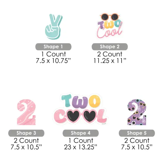 Big Dot of Happiness Two Cool - Girl - Yard Sign and Outdoor Lawn Decorations - Pastel 2nd Birthday Party Yard Signs - Set of 8 {7}