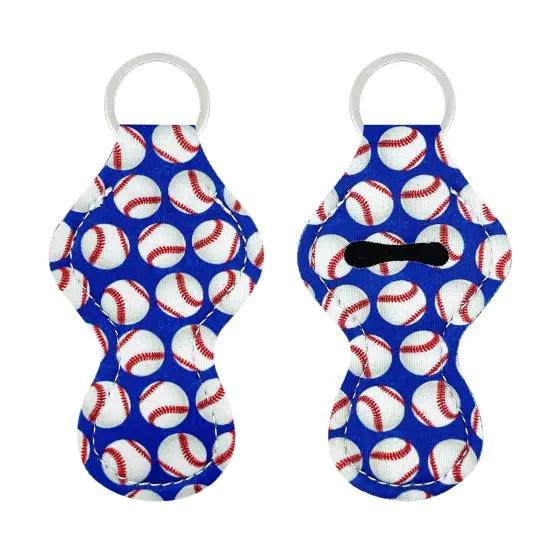 Wrapables 10 Pack Chapstick Holder Keychain with 10 Pieces Metal Clasps Play Ball {6}