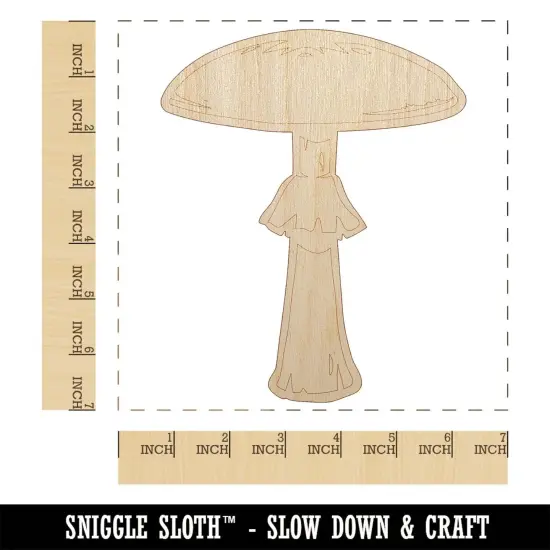 Amanita Phalloides Deathcap Toxic Mushroom Whimsical Fungus Fungi Unfinished Wood Shape Piece Cutout for DIY Craft Projects {1}