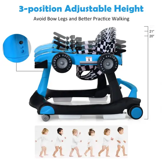 4-in-1 Foldable Activity Push Walker with Adjustable Height Blue {5}