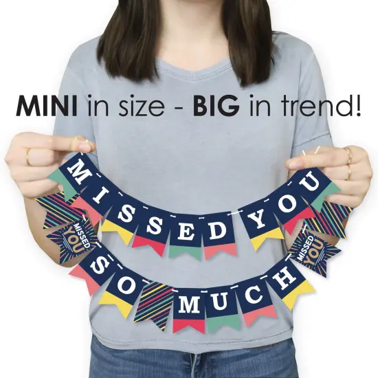 Big Dot of Happiness Miss You - Welcome Back Mini Pennant Banner - Missed You So Much {4}