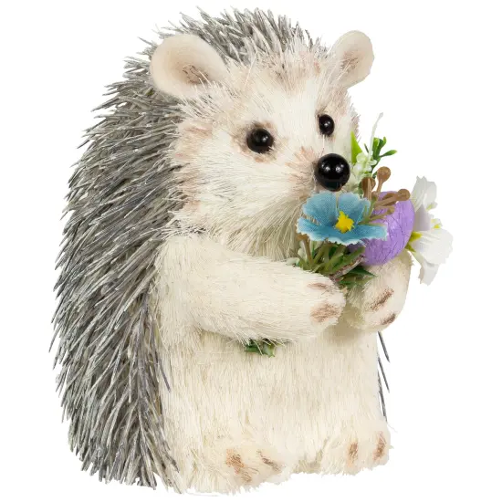 Northlight Hedgehog Floral Easter Figurine - 5" - Cream and Gray {5}