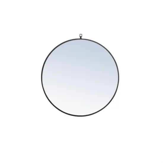 Metal frame Round Mirror with decorative hook 32 inch Black finish {1}