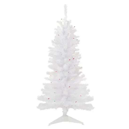 Northlight Pre-Lit Slim Woodbury White Pine Artificial Christmas Tree - 4' - Multi Lights {1}