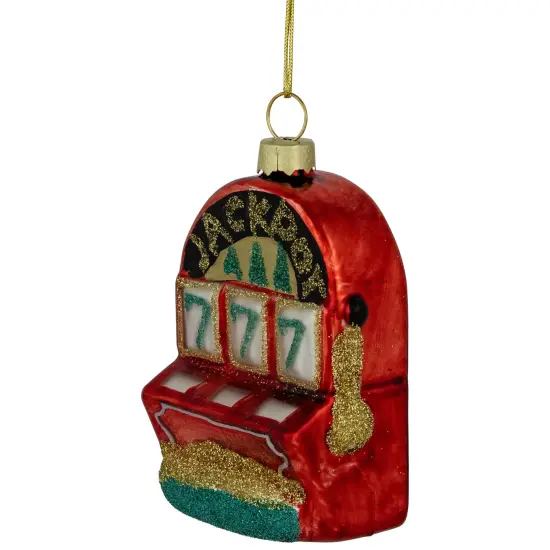 Northlight 3.25" Lucky 7's Jackpot Slots Glass Christmas Ornament Red {4}