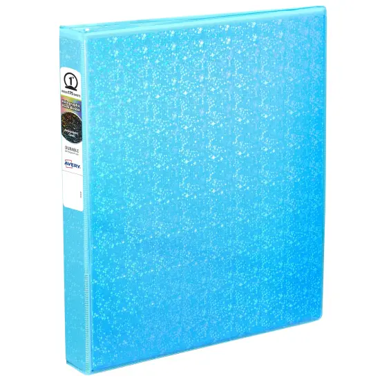 Avery Luxe Collection Durable Holographic 3 Ring Binder, Customizable View Cover, 1 Inch Round Rings, 1 Holographic Aqua Binder (03224) {1}