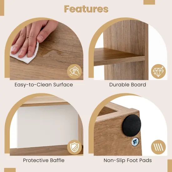 Costway 3-Shelf Concave/Convex Bookshelf Room Organizer with Anti-Toppling Device Freestanding {6}