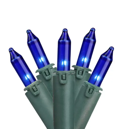GKI/Bethlehem Lighting Mini Commercial Christmas Light Set - Blue - 45.5' Green Wire - 100ct {1}